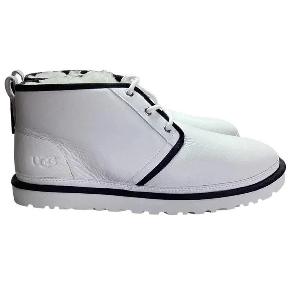 UGG Chukka Boots Shoes Mens 12 Black White Neumel Leather Sheepskin Lace Up NEW main image 10
